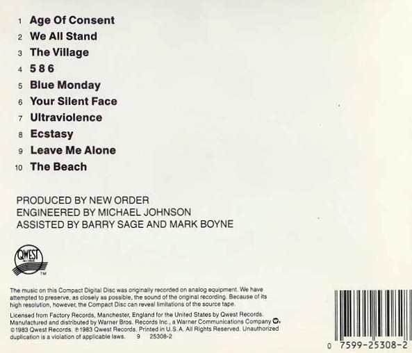 New Order – Power, Corruption & Lies Cd (Incluye : Blue Monday y The Beach)