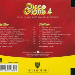 disco giants 4 trasera Disco Giants 4 - Varios Artistas 12", Extended & Remixes (Incluye Ready For The World Oh Sheila)