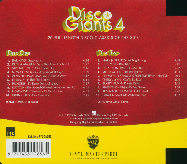 disco giants 4 trasera Disco Giants 4 - Varios Artistas 12", Extended & Remixes (Incluye Ready For The World Oh Sheila)