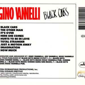 gino vannelli black cars trasera Gino Vannelli – Black Cars Cd