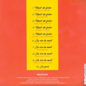 debut de soire single trasera Début De Soirée – La Vie De Folie Cd single (Nuit De Folie - La Vie La Nuit 12", Remixes & Instrumental))