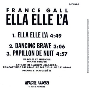 france gall single trasera France Gall – Ella Elle L'A Cd Single (3 pulgadas)