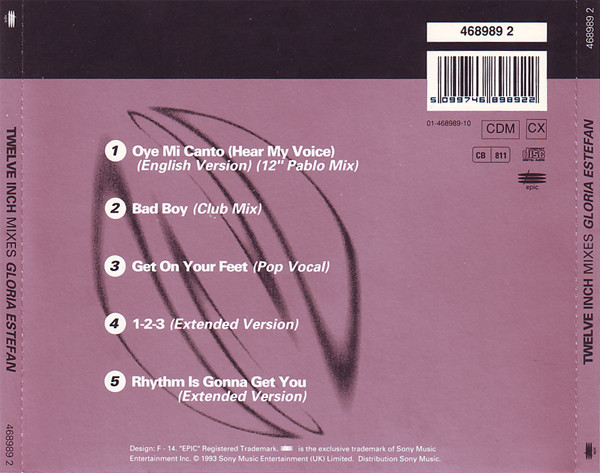 gloria estefan 12 inch trasera Gloria Estefan – Twelve Inch Mixes Cd (12" & Extended)
