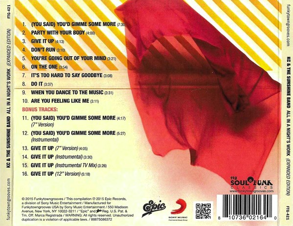 KC & The Sunshine Band – All In A Night's Work Special Edition Cd (Bonus Tracks : 12", Extended & Instrumental)