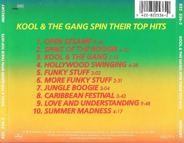kool & the gang best of spin their trasera Kool & The Gang – Spin Their Top Hits Best Of Cd