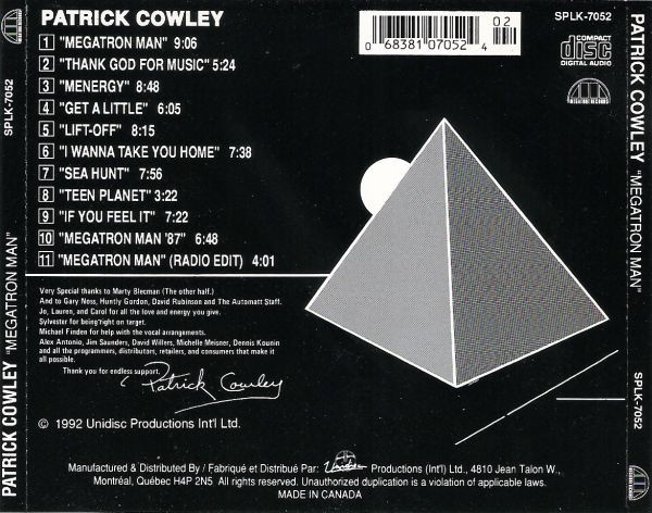 patrick cowley megatron trasera Patrick Cowley – Megatron Man Cd (Jewel Case)