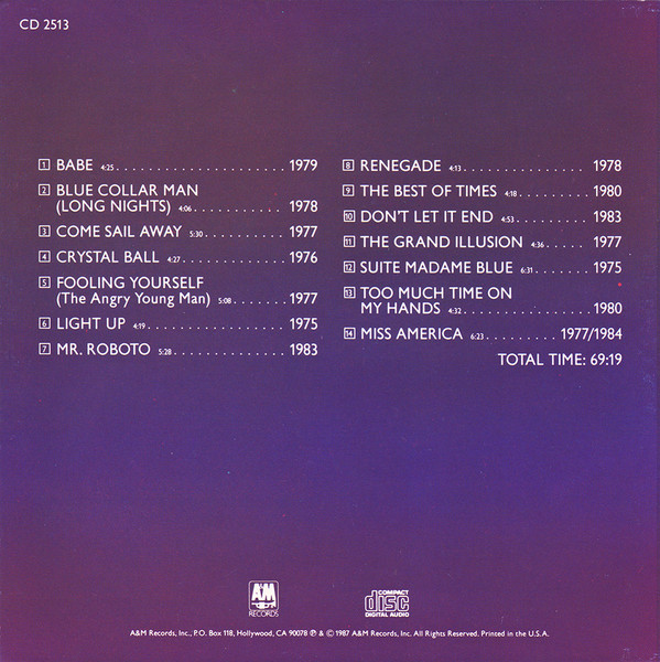 Styx – Classics Volume 15 Cd