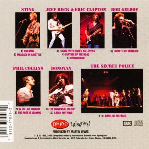 the secret policeman trasera The Secret Policeman's Other Ball - The Music Cd (Varios Artistas : Sting - Phil Collins Live)