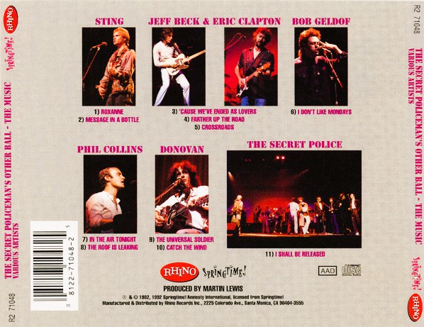 the secret policeman trasera The Secret Policeman's Other Ball - The Music Cd (Varios Artistas : Sting - Phil Collins Live)