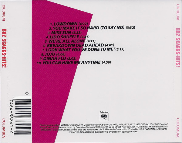 Boz Scaggs – Hits! Cd (AOR)
