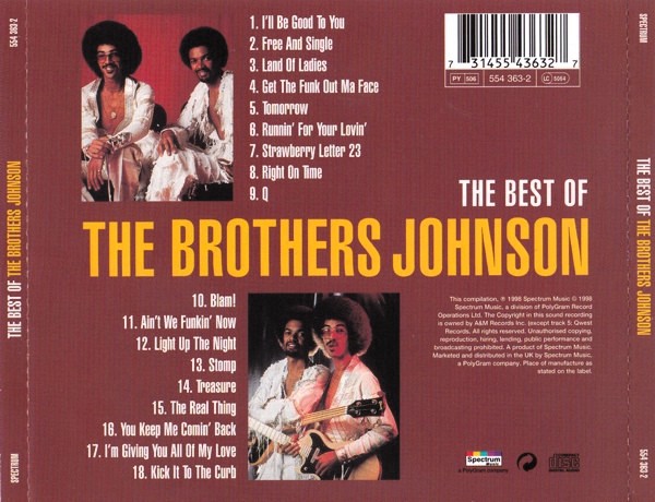 brothers johnson best of trasera The Brothers Johnson – The Best Of Cd (Incluye : I'm Giving You All Of My Love)
