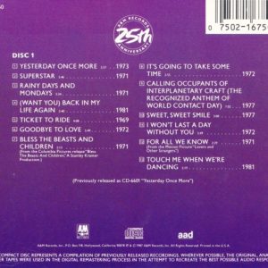 Carpenters – Classics A & M 25 Anniversary 2 Cds