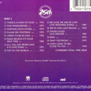 Carpenters – Classics A & M 25 Anniversary 2 Cds
