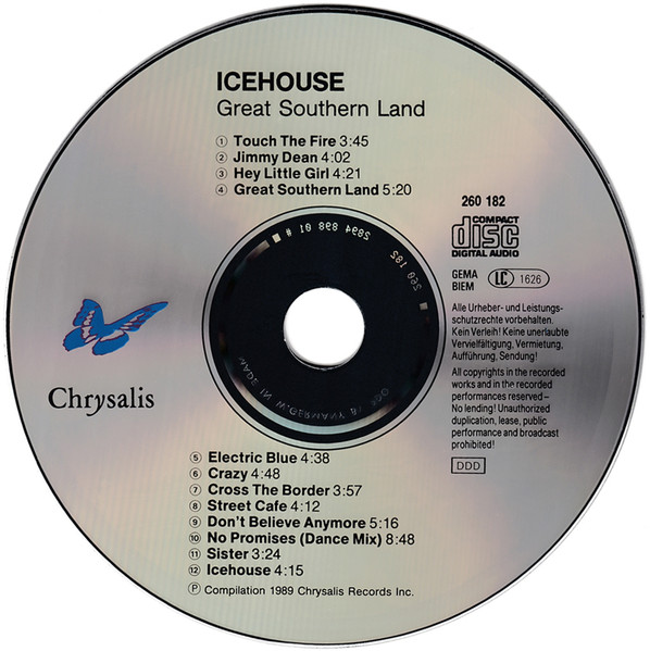 icehouse compilacion cd Icehouse – Great Southern Land / Compilación Cd (Incluye 12" No Promises Dance Mix) AOR