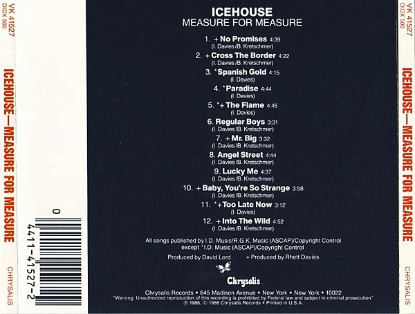 icehouse measure trasera Icehouse – Measure For Measure Cd (AOR)