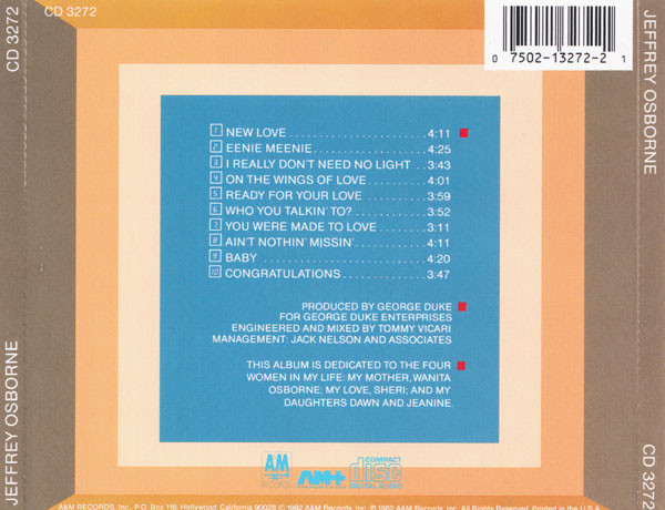 jeffrey osborne on the wings trasera Jeffrey Osborne – Jeffrey Osborne Cd (AOR)