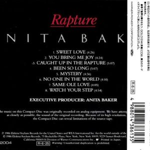 anita baker JP trasera Anita Baker – Rapture Cd Japonés Gold 24K (AOR)