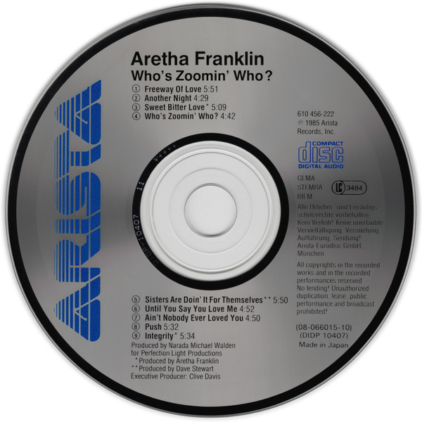 aretha franklyn whos zoomin JP cd Aretha Franklin – Who's Zoomin' Who? Cd Japonés