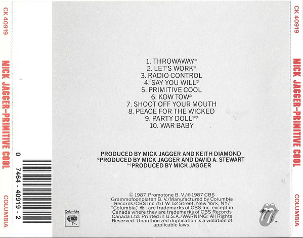 Mick Jagger – Primitive Cool Cd