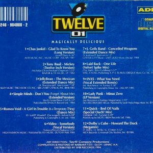 twelve 1 trasera Twelve 01 - Magically Delicious Cd (Varios Artistas 12" : Lady Pank - Quick - Dolby's Cube - Video - laid Back - J. Geils Band)
